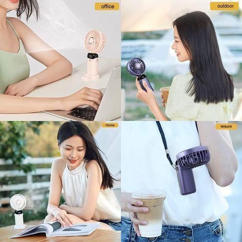 product_image_name-Generic-Handheld Fan, Portable Handheld Fan 5000mAh, USB Rechargeable Mini Fan with 5 Speeds, with Lanyard and Base, LED Display Travel Fan for Office, Outdoor, School-5