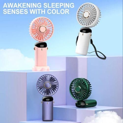 product_image_name-Generic-Handheld Fan, Portable Handheld Fan 5000mAh, USB Rechargeable Mini Fan with 5 Speeds, with Lanyard and Base, LED Display Travel Fan for Office, Outdoor, School-8