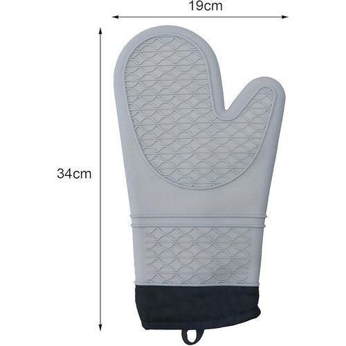 product_image_name-Generic-1Pc Oven Mitt Durable Heat Resistant Silicone Gloves Extra Length Insulated Kitchen Hand Pads for Cooking  Microwave Oven Gloves With Insulating Cotton Gloves Part For Baking -Multicolor-2