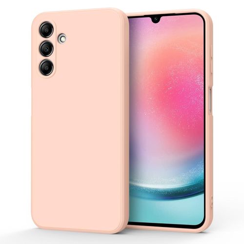 product_image_name-Samsung-Galaxy A24 Luxury Soft Rubber Liquid Silicone Skin Touch Feel Cover Case Pink-1