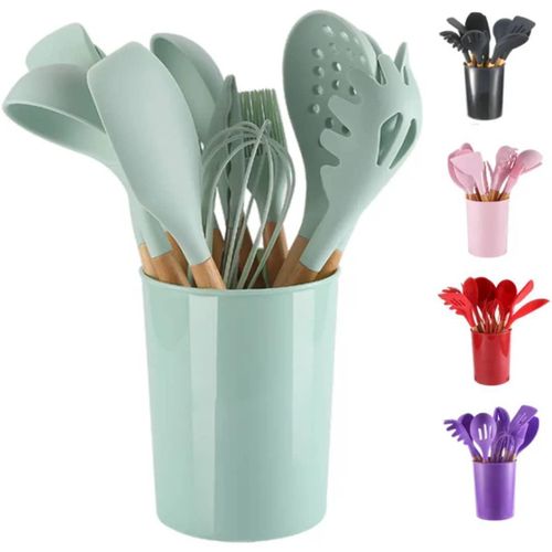 product_image_name-Generic-12PCS Food Grade Silicone Kitchen Cookware Utensils Turner Spatula Measuring-Multicolor-1