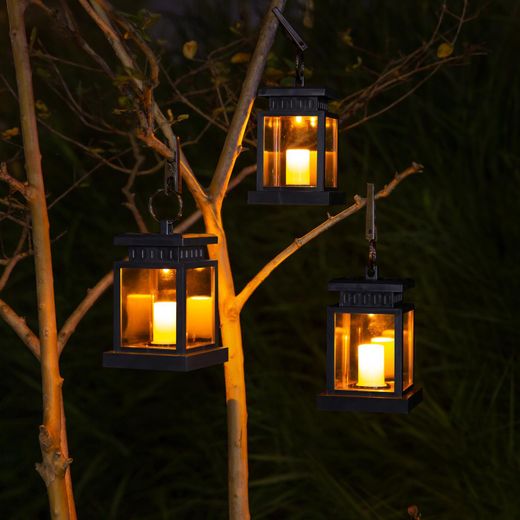 No Solar Hanging Candle Lantern IP65 Waterproof Clip On Tree Garden Patio Outdoor Decor Mood Light