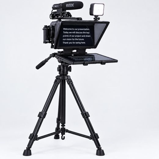 Generic F8 Teleprompter for Smartphones and Cameras – Portable Video Recording Teleprompter with Adjustable Tripod