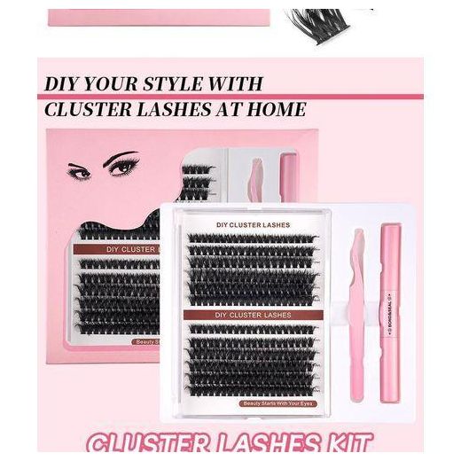 Generic DIY Cluster Lash Extension Kit - 8-16mm Fluffy Matte Lashes with Bond&Seal, Tweezers, Pink Gift Box, Long-Lasting 48H for Voluminous Eye Makeup - image 3