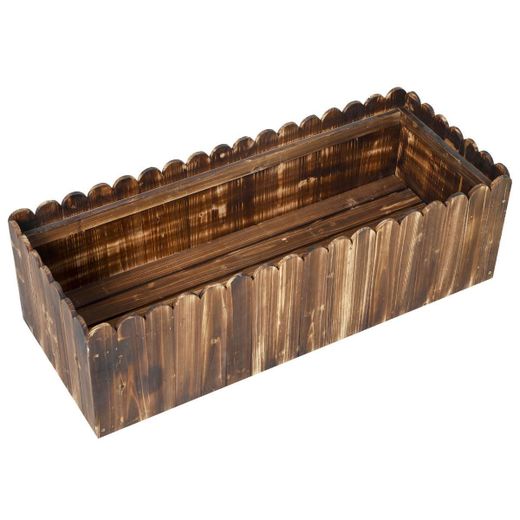 Out sunny wooden scalloped edge planter box