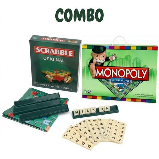 Generic Monopoly and scrabble combo - 2 in 1 board games