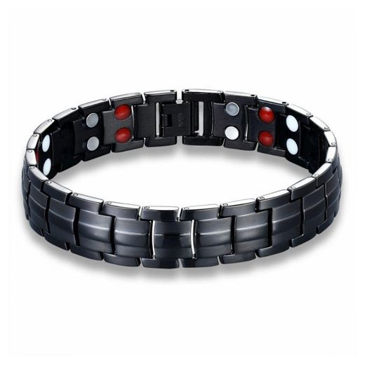 iyooyoo Men’s Double-Row Magnetic Bracelet, Titanium Steel Energy Wristband, Black - image 4