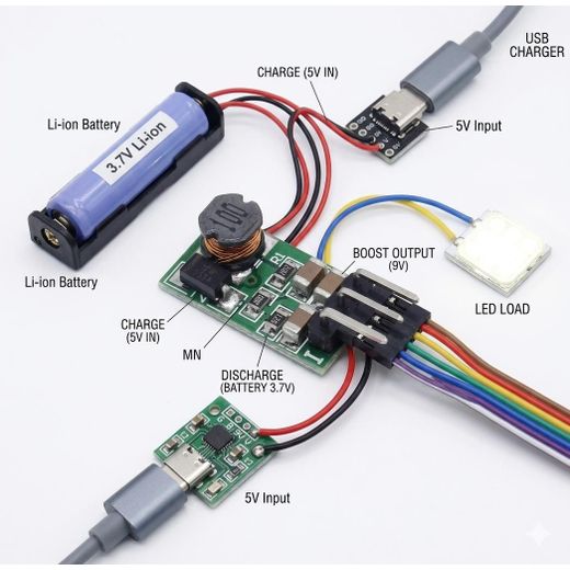 2IN1 Charger + Boost Converter (DD09CVSA) Charge and Discharge integrated - image 2