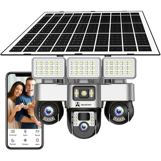 Generic 3 Lenses Solar Camera With 3 Lights Ultra Hd Picture For Both Night And Day Night Vision Motion Detection Alarm  Uses Both SIM Card And Memory Card Real Time Viewing.