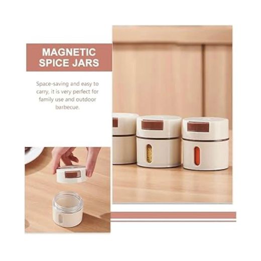 Generic Wall Mounted Magnetic Spice Rack 6-Piece Set – Airtight Spice Containers with Clear Window, Space-Saving Kitchen Organizer - image 3