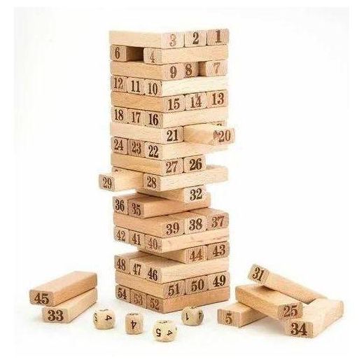 Generic numbered wooden tumbling tower stacking game set