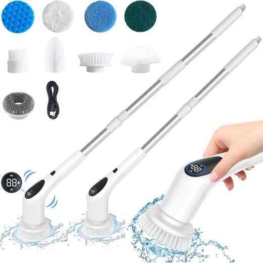 Generic 7-in-1 Electric Cleaning Brush For Windows Toilet Kitchen Wall Cleaner LED Display Handheld Shower Scrubber Bathroom Cleaning Tools- Multicolor
