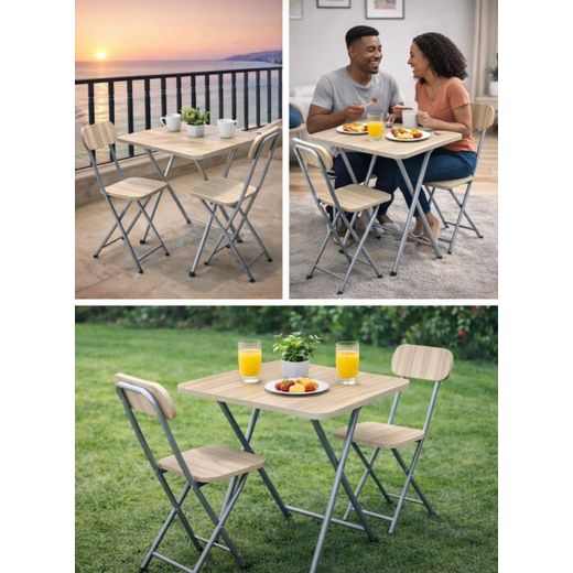 X - Shaped Foldable Wooden Table - Cream