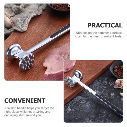 Generic Steak Tenderizer, Meat Hammer Silver Durable Multi Use