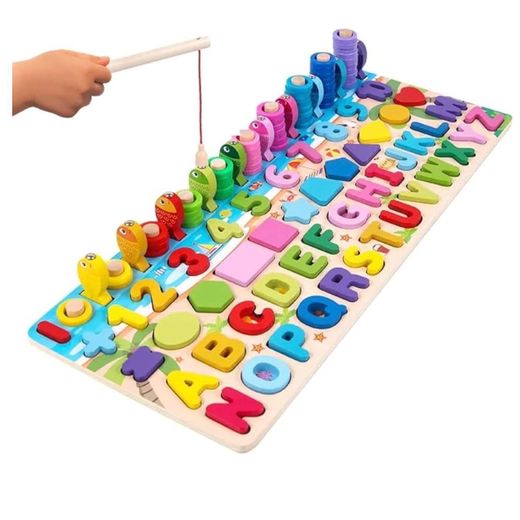 Generic in 1 Wooden Blocks Logarithmic Puzzle Board - Educational Kids Toy For Learning Alphabets, Numbers, Shapes, Colors & Math - image 2