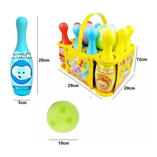Generic 12 Pieces Deluxe Toy Bowling Play Set Leisure Toys for Kids  Includes 10 Pins and 2 Balls Carrying Case Colorful Educational Early Development Indoor Sport Alley Game for Toddlers Boy Or Girl Children - image 3