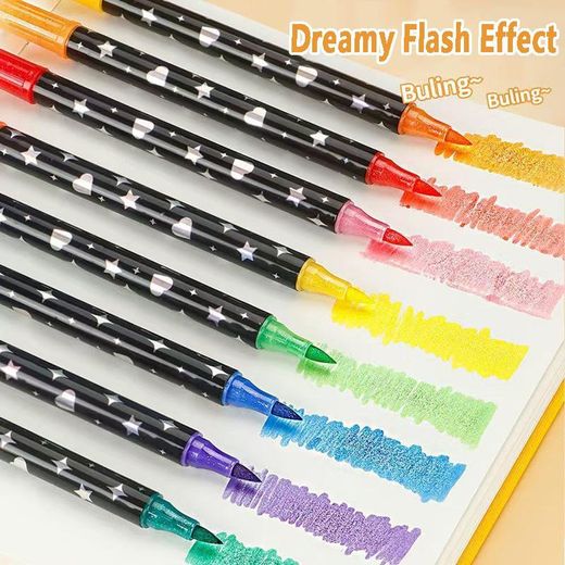 SA 24 Color Shining Double Headed Marker Set Fine Headed Marker Pen Suitable for Graffiti, Scrapbook, Painting, and Writing- 12 pieces - image 2