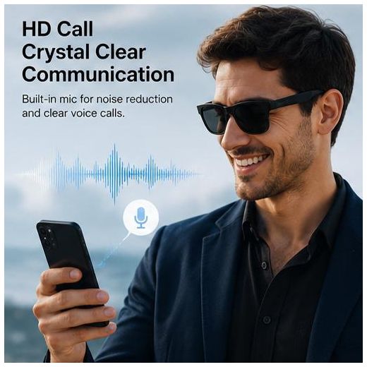 SmartBerry TY01 smart audio glasses, 5.4 Bluetooth, 7-hour battery life, lightweight and fashionable with charging protection, high-definition call music playback, suitable for daily and sports Black - image 4