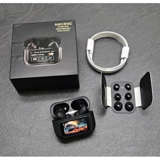 Generic ANC Airpods High Quality Earbuds Deep Bass Touch Screen Premium 5hr Playtime BT 5.3 Executive ANC/ENC Noise Cancellation Headset With Built-in Mic 5th Generation Airpods -Black