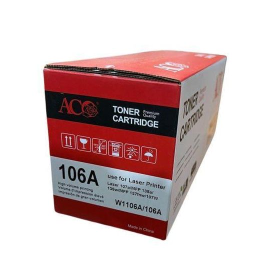 Authentic ACO 106A Premium Toner Cartridge (W1106A) for MFP 135 and 137 series, 107a, 107w, 107r