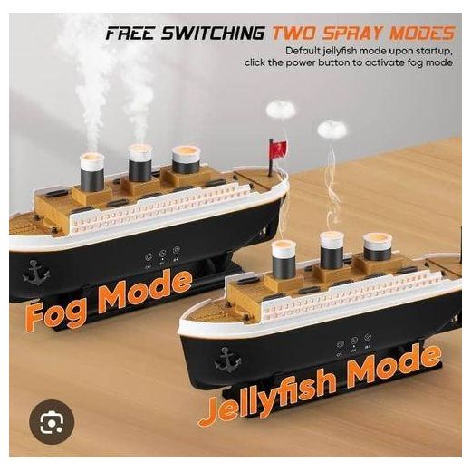 Generic Titanic Jellyfish Essential Oil Diffuser & Humidifier – Retro Cruise Design, 2 Mist Modes, LED Lights, Waterless Auto Shut-Off, Aromatherapy Fragrance Machine for Home & Office - Multicolor - image 3