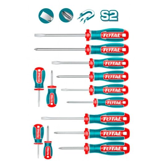 TOTAL Rubber coated 8 Pcs screwdriver set - image 2
