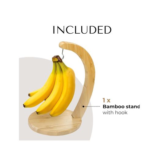 Generic 1 PC Bamboo Banana Rack Wood Storage Shelves Wooden Coat Hanger Wire Coat Hangers Banana Rack Stand Fruit Storage Holder Banana Tree Holder Creative Display Basket Stable Hook Rack - Brown - image 2