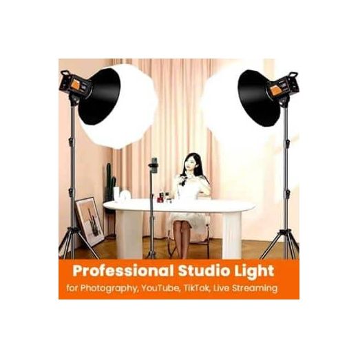PLOKAMA PK – 400S Kit Sun Lamp Photography LED Video Light Kit Remote Control for Live Streaming Photo Video Recording Daylight-Balanced 300W LED Light + 7 Feet Stand+Soft Light Cloth 85cm - image 4