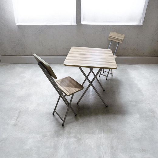 Foldable Table & Chair - Creamish-Brown