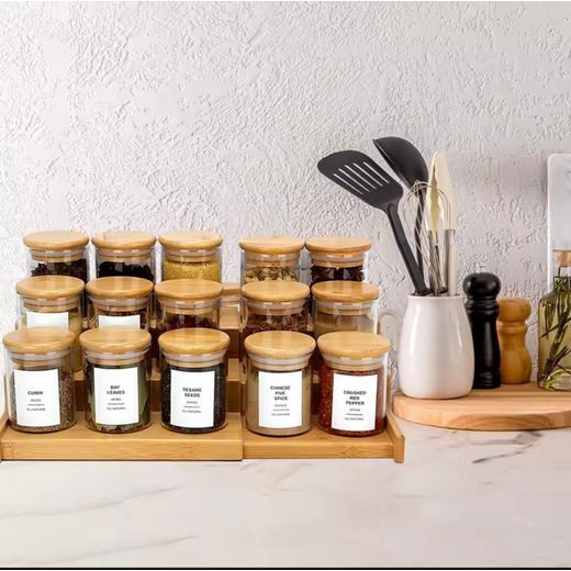 Generic 12 pcs -150ml Glass Storage Jar with Bamboo Lid – Airtight Container for Spices, Condiments & Pantry Organization-transparen glass , bamboo lid - image 3
