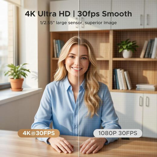 Ugreen 4K Webcam with Auto Focus, Dual AI Noise-canceling Mics for PC/Mac 1/2.55" CMOS Sensor, 1080P 60FPS, Privacy Cover, Portrait Mode, Live Streaming, Conference, OBS, Zoom, Teams - Black - image 3