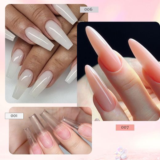 Generic 10pcs/set Nail Extension Gel Kit Clear Pink White Poly Nail Gel Nail Extension Set Nail Art Design Beginner Kit with Poly Brush and Slip Solution Nail Art Tool Set - image 3