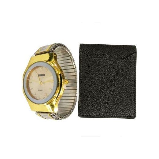 Robo 2 Pack Of Mens Watch with Wallet - Golden, Brown