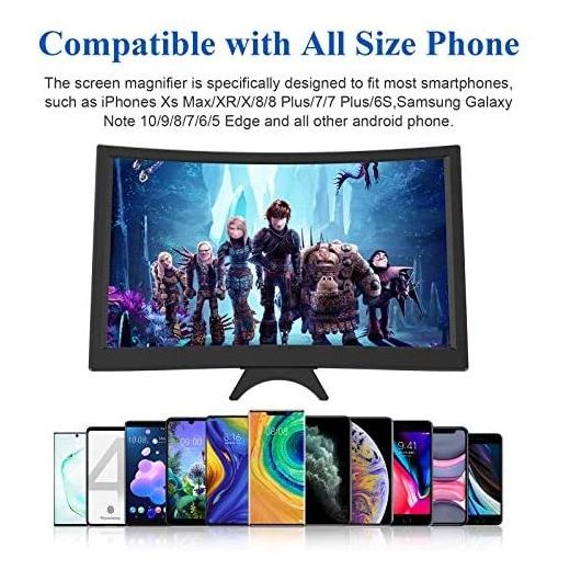 Generic Curved Magnifier for Cell Phone -3D HD Magnifing Projector Screen, Black. - image 4