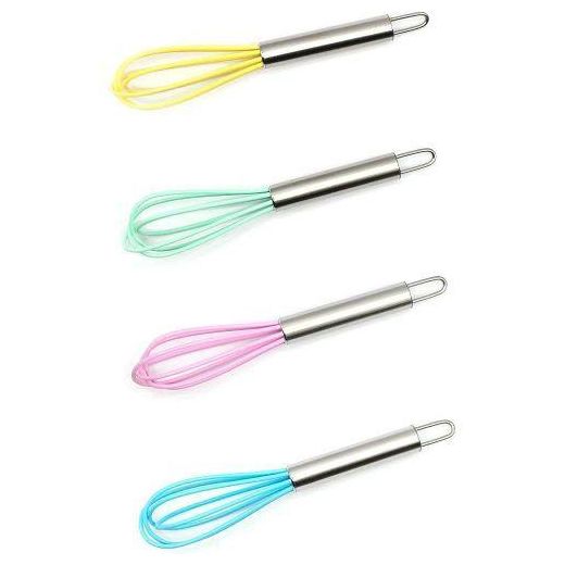 Generic Manual Silicone Whisk Manual Eggs Beater Kitchen Pastry Tools Cake Baking Utensil Mixer for Hand Egg Mixer For Flour Cake Egg, Kitchen Baking Use Whisk Cooking Gadget - image 3