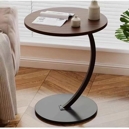 Small Round Side End Table,Small Coffee Table,End Table for Small Spaces, Nightstand for Living Room, Bedroom - Walnut 
