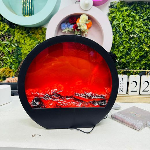 Unbranded Portable LED Tabletop Fireplace Lantern With Realistic Flame Effect