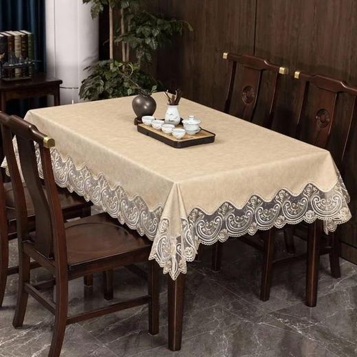 Generic 150*220cm Table Cloth European Lace Tablecloth Wipeable Pastoral Waterproof and Oilproof No-wash Household Lace Pu Leather Table Cover Spillproof Wedding Party Dining Banquet Picnic Kitchen Cross-Border Leather Tabletop Decoration 6 Seater- Multicolor - image 3