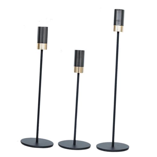 Generic 3 Pieces Candlestick Holders for Taper Candles, Modern Candle Stick Holders Decor, Taper Candle Holders for Table Mantel Wedding Dinning -Black, Gold - image 4