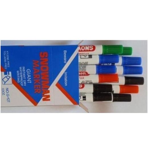 Generic 12 Pack Of Snowman Markers (1 Dozen) - Black,Blue,Red, Green