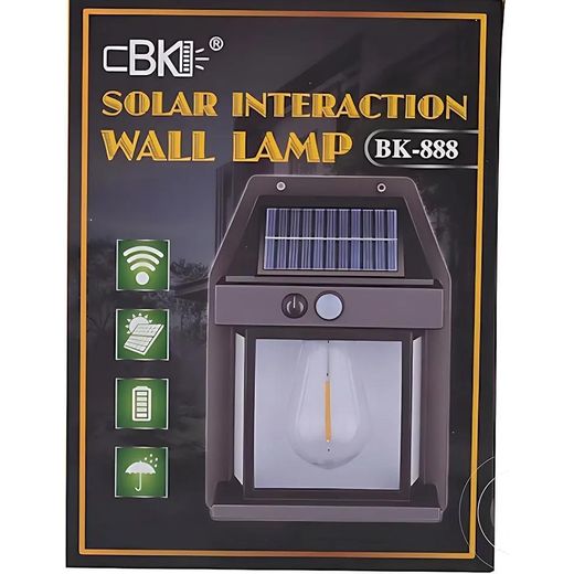 Generic Solar Interaction Wall Lamp, Outdoor Security Lamp- Fast Charging, Bright Illumination, Easy Installation - Black