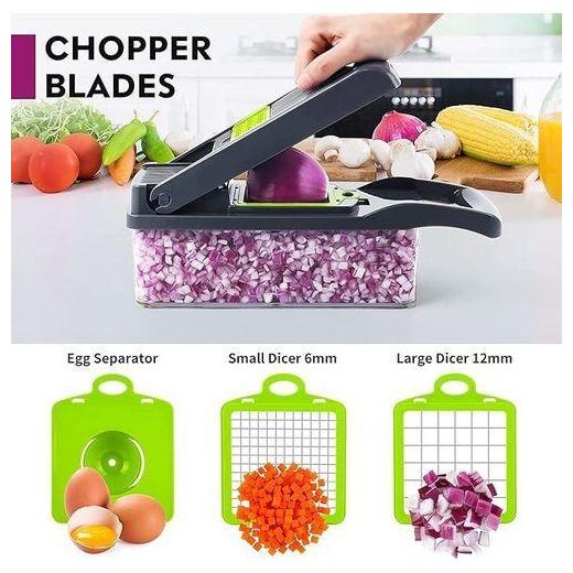 Generic Multi-Functional Manual Vegetable and Food Chopper with Collection Container - Multicolor - image 2