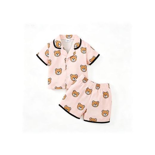 Catpapa  Baby Boys Pink Sleepwear Set - Cute Bear Print, 12-18M to 2-3Y