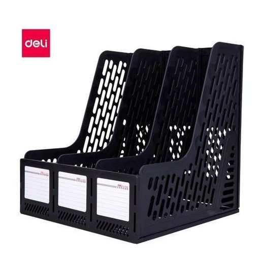 Generic Standing Desktop File Rack For Files and Books, Magazine File Holder, Plastic A4 Paper Organiser With Vertical Slots Desk Document Folder Holder Book Rack for Office Desktop Bookshelf Cabinet Storage File Bag Plastic File Frame Desktop with Blank Labels - image 2