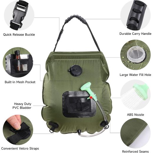 Generic Elite Camping Portable Solar Shower Bag-20L - image 2