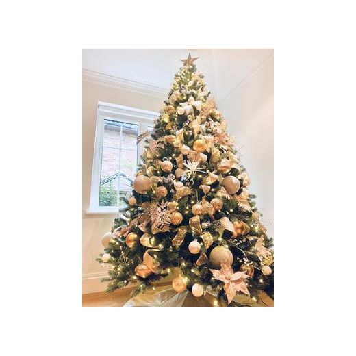 Generic Green Christmas Tree With 30 Golden Balls And Warm Lights - 210 cm