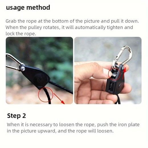 Generic 4Pcs 4M Reflective Camping Tent Rope Tie Down Fastener with Fixed Buckle Pulley & Tensioner Ratchet Hangers for Awning Wind Rope - image 2