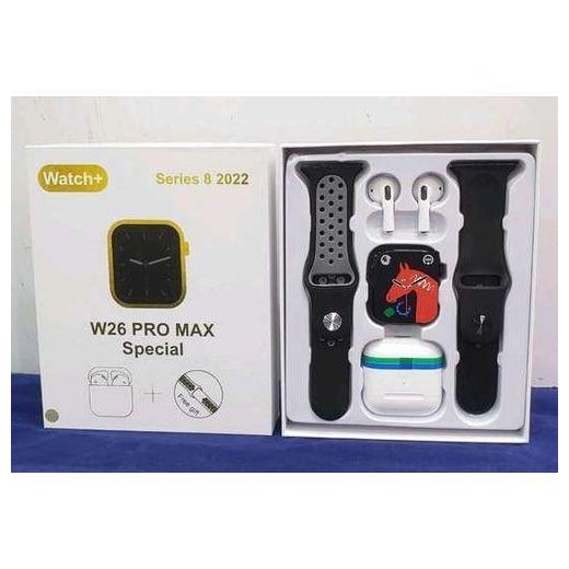 Generic W26 Pro Max Smart Watch Series 8 + Free Airpods - Black