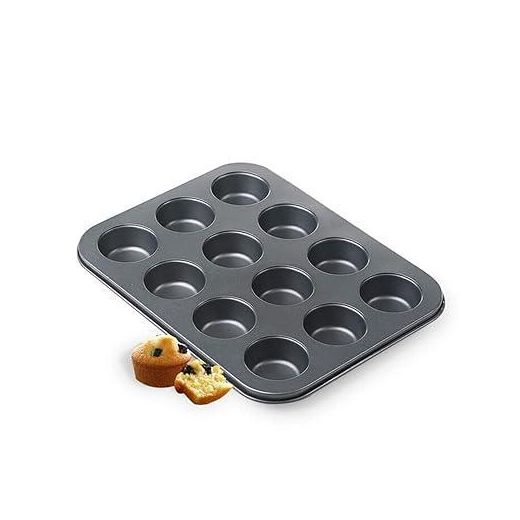 Generic 1 Piece Of Baking Equipments Muffin Pan,12-Cavity Bakeware Non-Stick Cupcake Baking Mold Pan,Heavy Duty Carbon Steel Muffin Tray Standard for Oven Baking