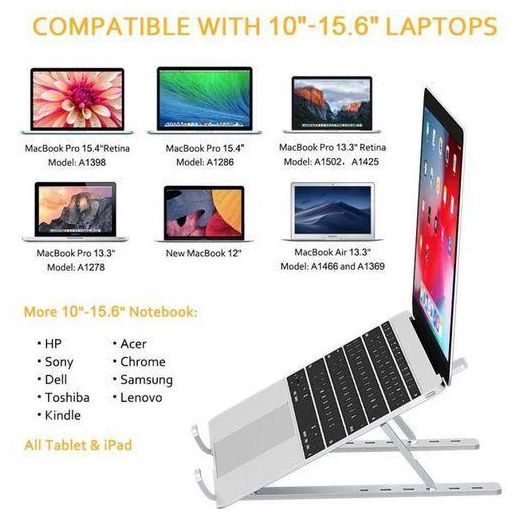 White Label Adjustable Aluminum Laptop Stand - Silver - 5Kg Load Capacity - image 4